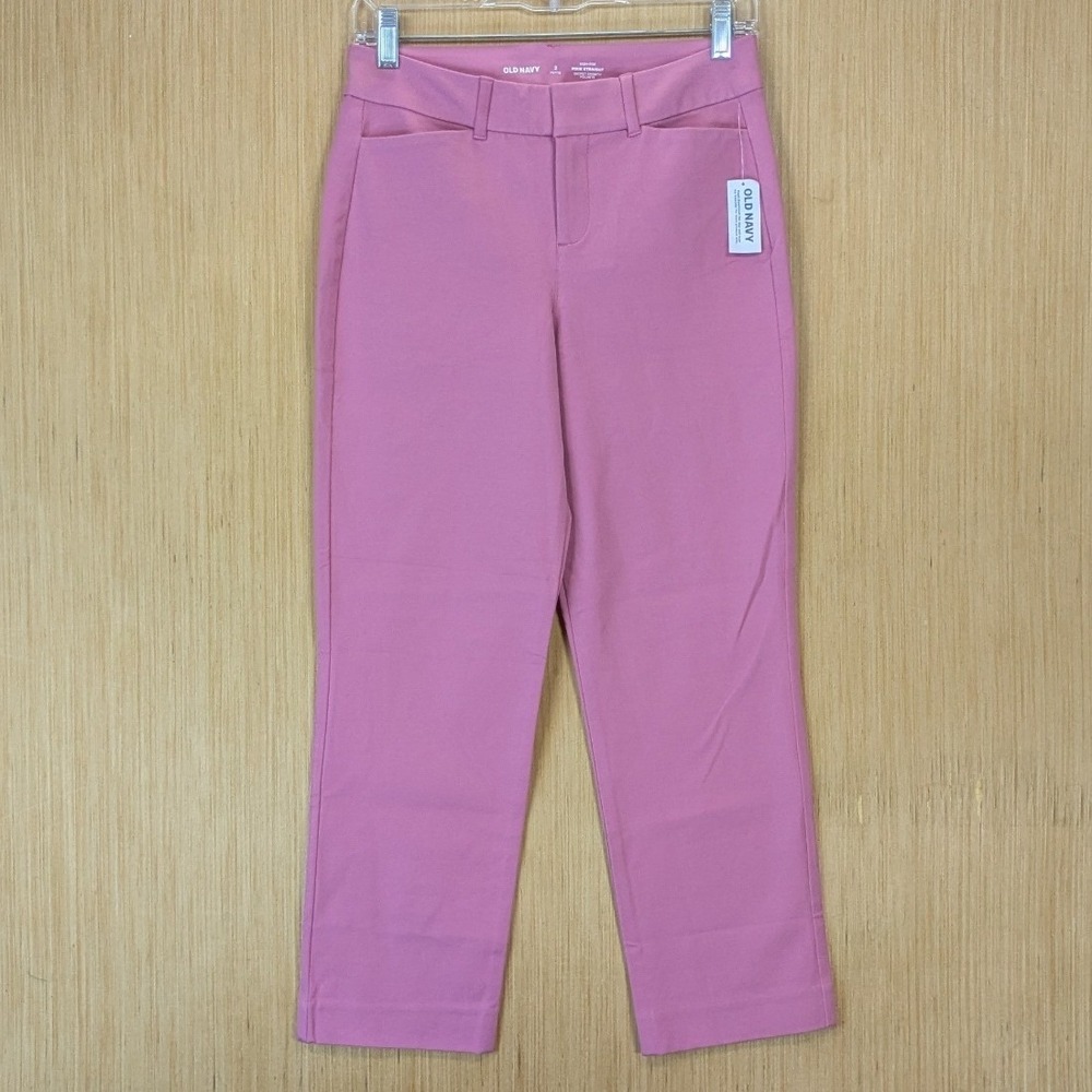 Old Navy Pixie Preppy Feminine Office Pants 2 Straight High-Rise Dusty Pink